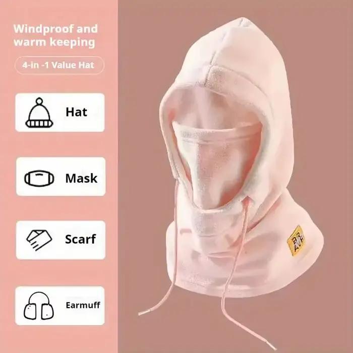 Chapeau d'hiver chaud avec masque et cache-cou 3-en-1, cagoule coupe-vent pour hommes et femmes, cha