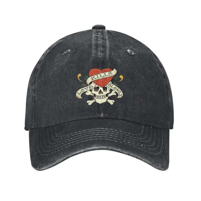 Casquette en jean délavé Ed Hardy Love Kills Slowly, casquette de baseball décontractée, chapeau rég