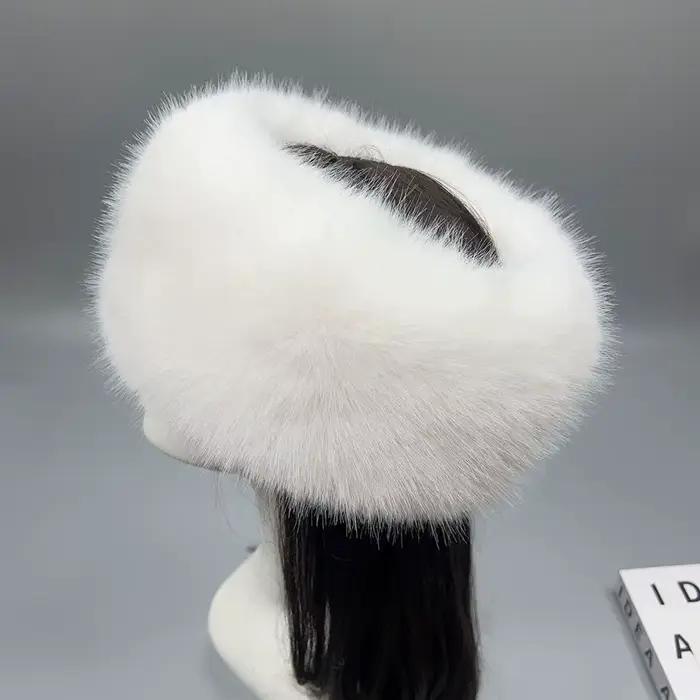 Chapeau d'hiver en fausse fourrure pour femme, Protection chaude des oreilles, casquette de Ski de n