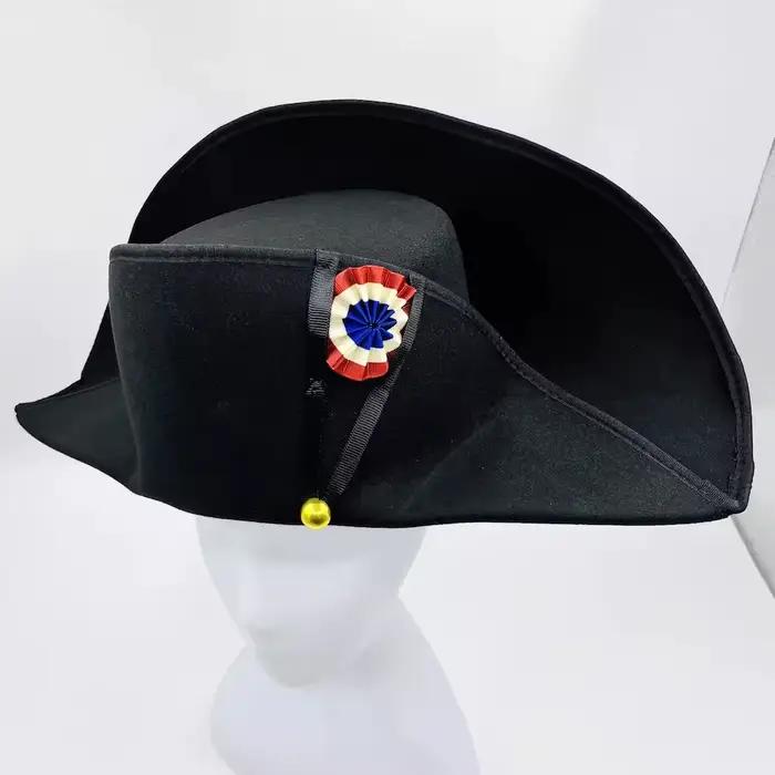 Casquette en laine de style français Napoléon pour homme, chapeau bicorne, noir, accessoires adultes