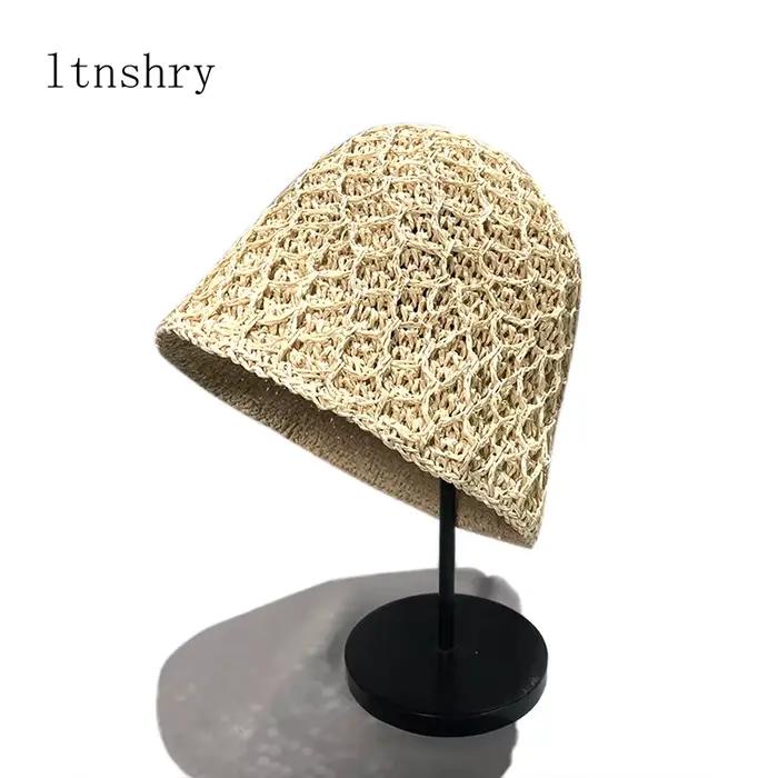 Chapeau bob tendance d'été pour femme, chapeau de paille, chapeau de soleil d'été pour femme, casque