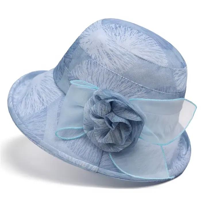 Nouveau Chapeau Bob Femme Printemps-Été Respirant à Calotte Ronde, Motif Floral, Protection Solaire,