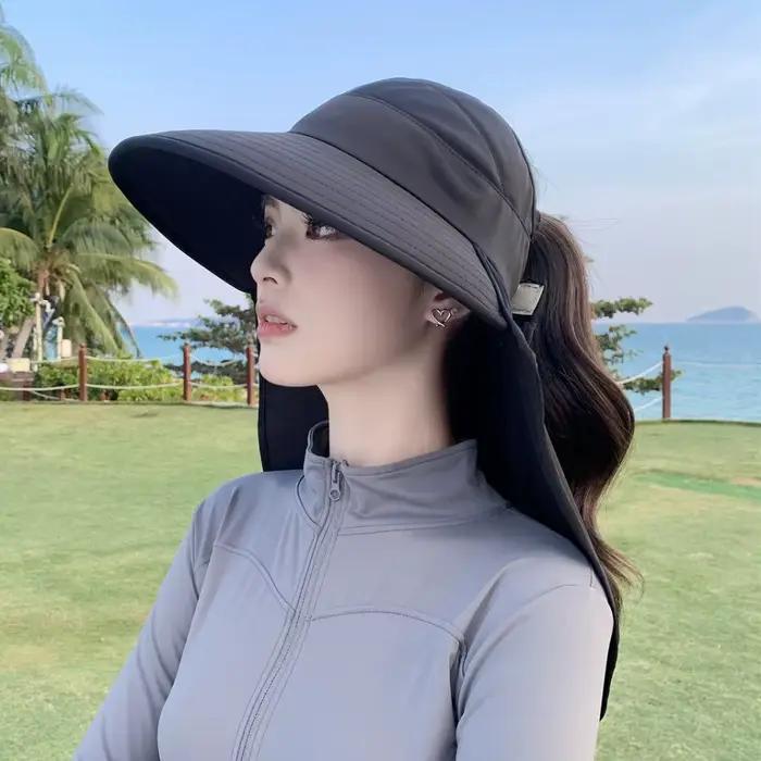Nouveau Chapeau de Soleil d'Été pour Femme, Protection UV, Chapeau Bob à Bord Large et Dessus Ouvert