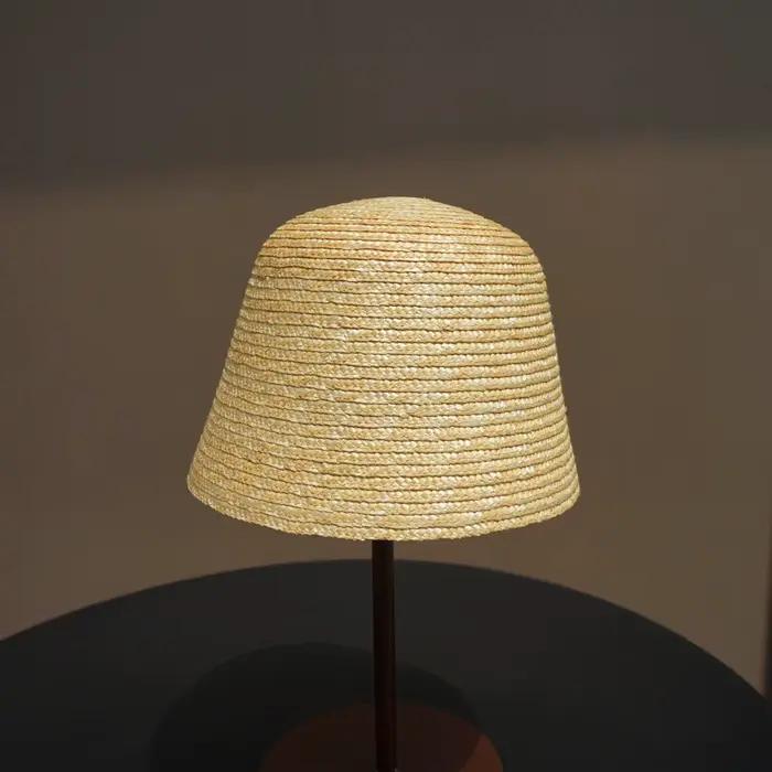 Chapeau seau en paille fait à la main pour femmes, chapeau d'été en forme de lampe, chapeau de solei