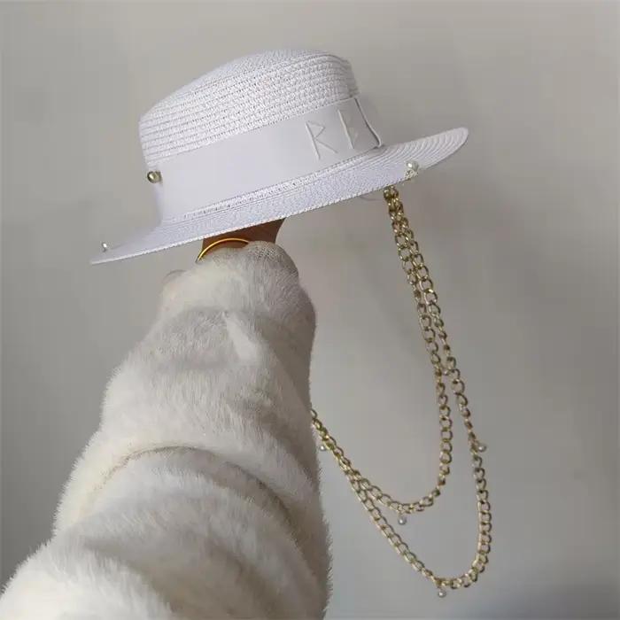 Chapeau Fedora Punk chaîne de perles bricolage Rose rouge soutient divers chapeaux personnalisés nou
