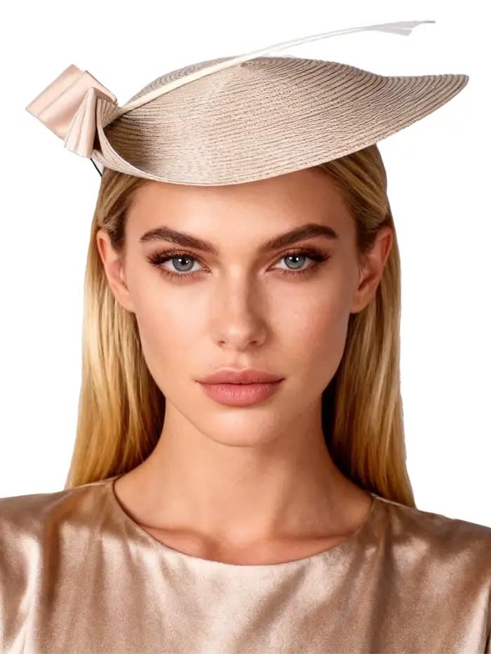 Élégant chapeau bibi rayé noir et blanc pour femme, style Cupidon vintage avec plumes, idéal pour co