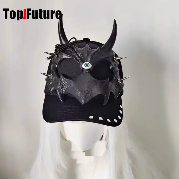 Oreilles de loup tusk cornes du diable femmes MenHarajuku gothique Lolita chapeau Y2k filles Punk St