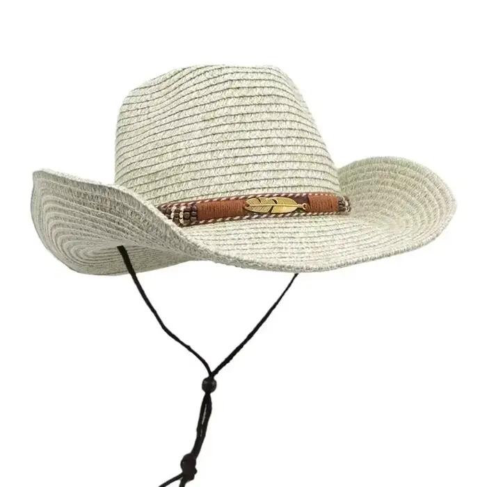 Chapeau de Cowboy occidental d'été, Protection UV, unisexe, Vintage, chapeau de soleil pour voyage e