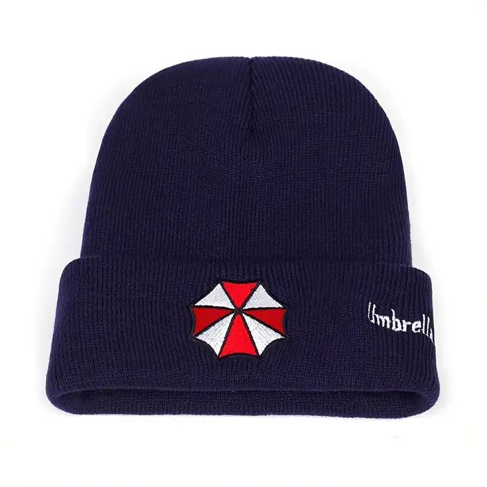 1 bonnet tricoté chaud sans visière avec bord replié, bonnet tricoté élégant avec lettres brodées, b