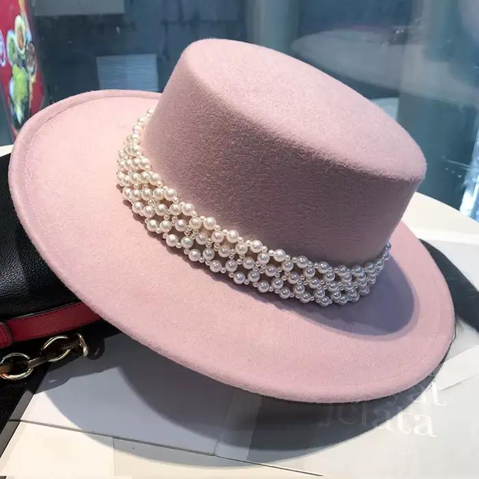 Chapeau Fedora accessoires de perles chapeau de feutre rouge de Chine chapeau de jazz pour hommes bo