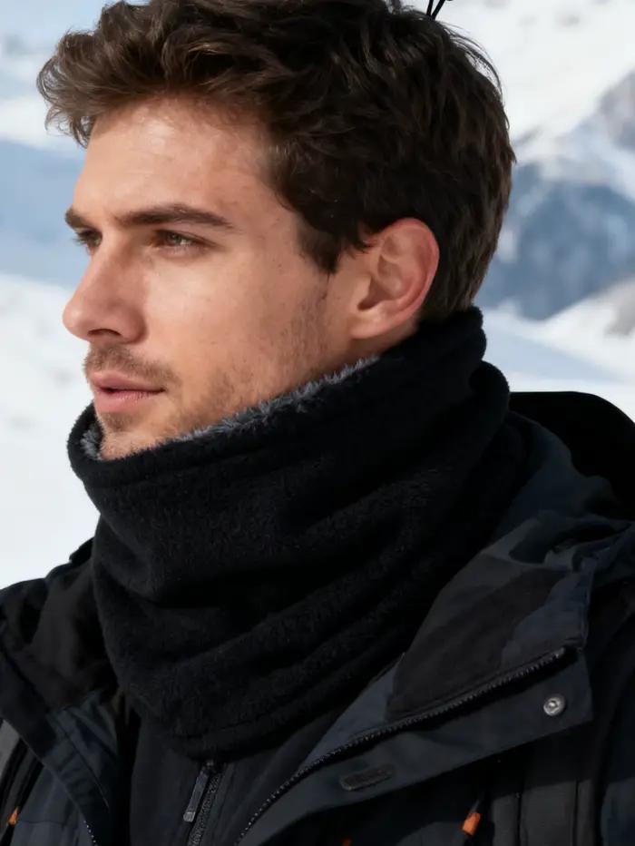 Cache-cou épais doublé polaire pour homme, idéal pour le cyclisme en extérieur, cache-cou en polaire
