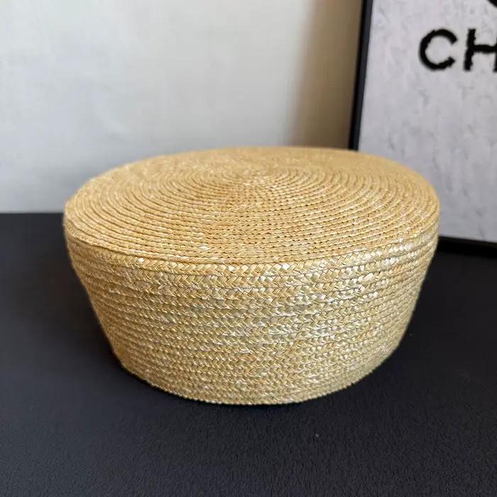 Chapeau bibi noir marron en paille d'été, style rétro français, pour la plage et les mariages, acces