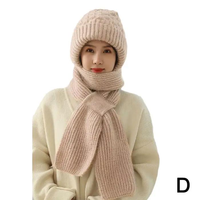 Ensemble d'écharpe de chapeau intégré tricoté d'hiver, écharpe de Protection des oreilles résistante