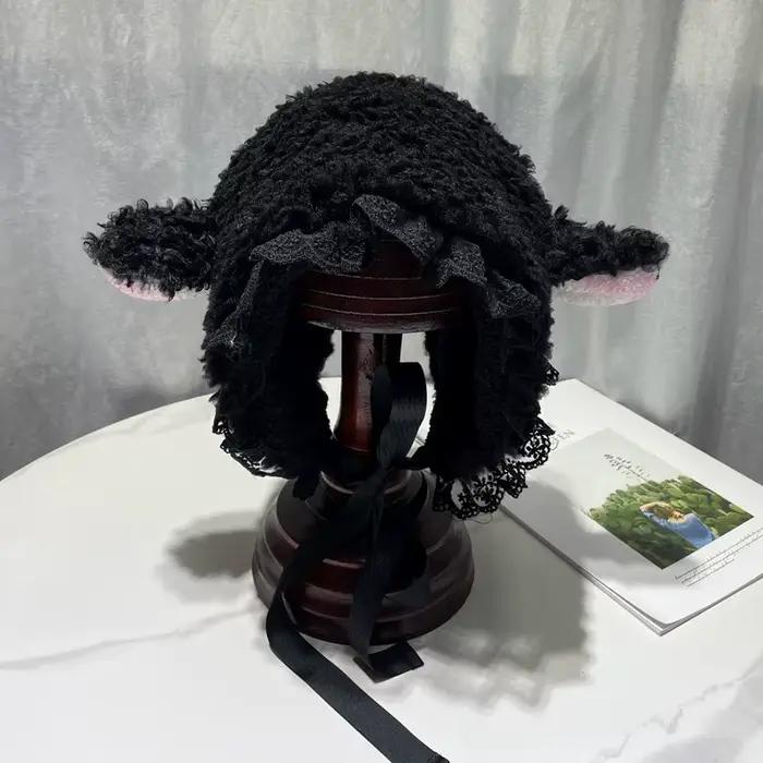 Chapeau décoratif d'oreille de mouton pour femmes, chapeau moelleux et mignon en peluche, Design de 