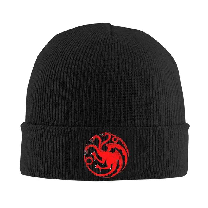 Unisexe adulte rouge Dragon House Targaryen Bonnet chapeaux Vintage tricoté chapeau automne hiver ex