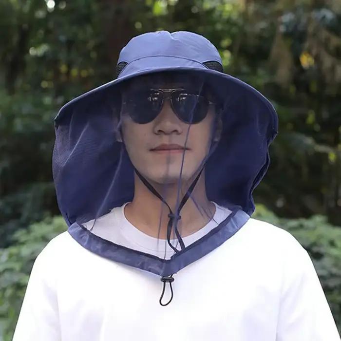 Chapeau anti-moustiques en filet invisible, pliable, répulsif contre les insectes, protection solair