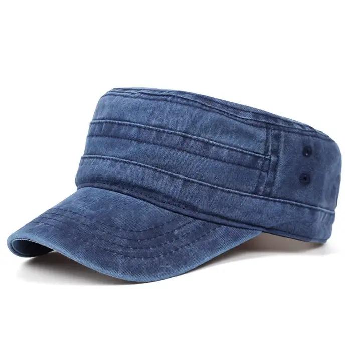 Casquette militaire vintage en coton délavé pour homme, chapeau de cadet rétro vieilli, casquette d'