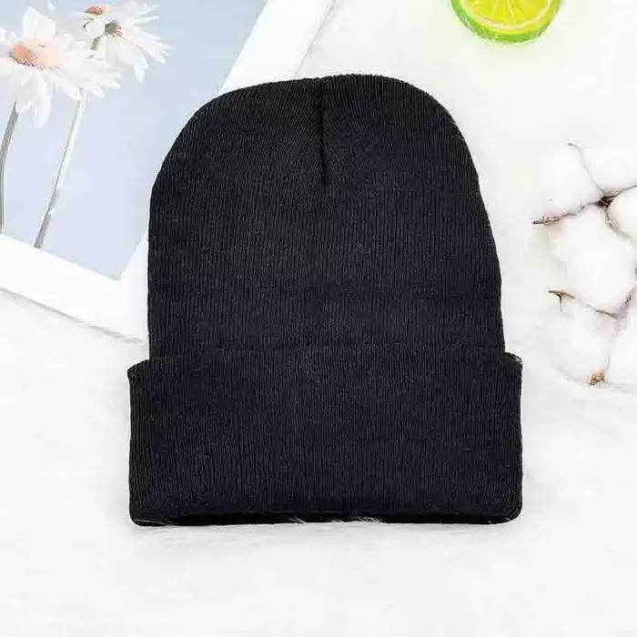 Chapeau rond rétro tricoté de couleur unie, chapeau d'extérieur résistant au froid et au vent à tête