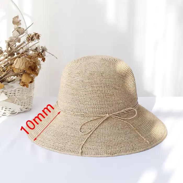Chapeau de paille en raphia 2026 pour femme, version mode été, grand chapeau pare-soleil à larges bo