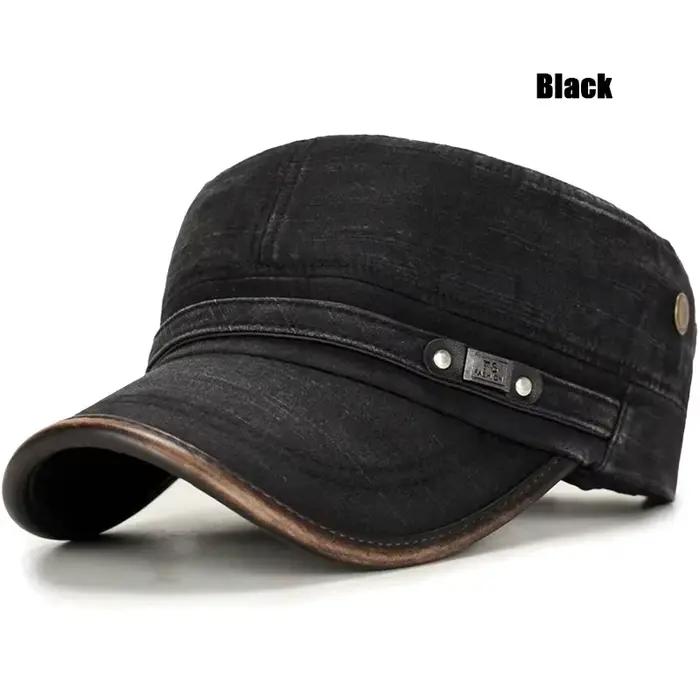 Casquette de cadet en coton délavé pour hommes et femmes, flambant neuf, réglable, à dessus plat, cl