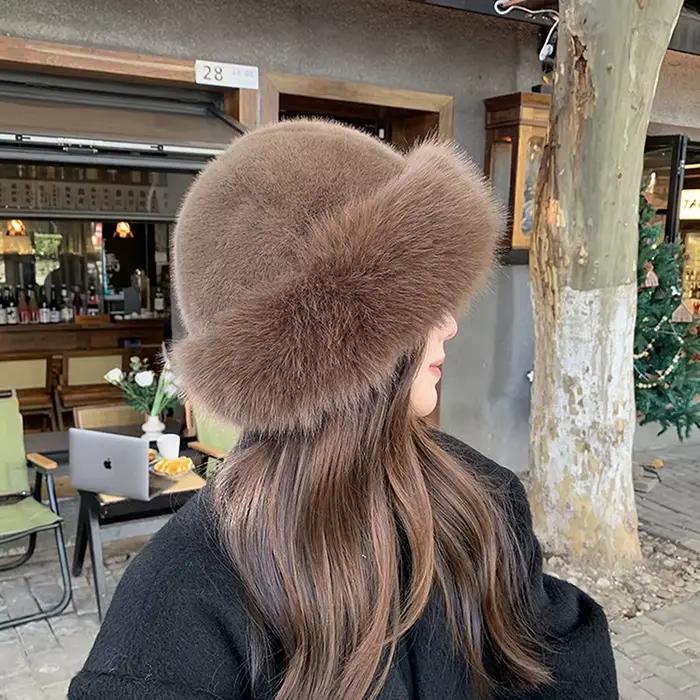 Chapeau moelleux en fausse fourrure pour femme, chapeau en peluche de luxe, chapeau de poisson Suffo