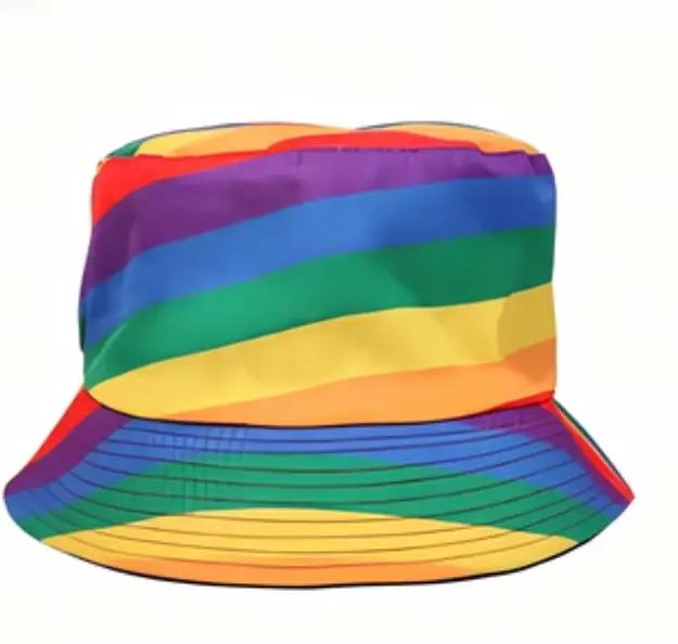 PESENAR Chapeau Bob Arc-en-ciel Vibrant, Chapeau de Soleil Pliable pour la Fête de la Pride, Parfait