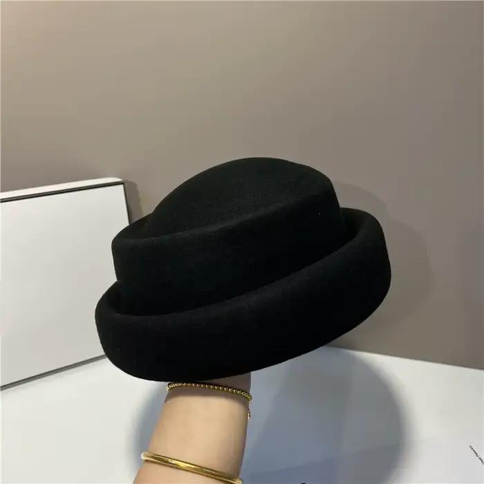 Chapeau Fedora Vintage en laine australienne pour femmes, bérets français élégants, chapeau seau de 
