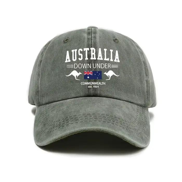 Casquette de baseball unisexe vintage effet vieilli avec drapeau australien et motif kangourou, resp