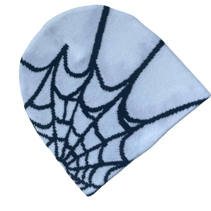 Bonnet en tricot avec toile d'araignée, Skullies chauds unisexes pour temps froid en plein air