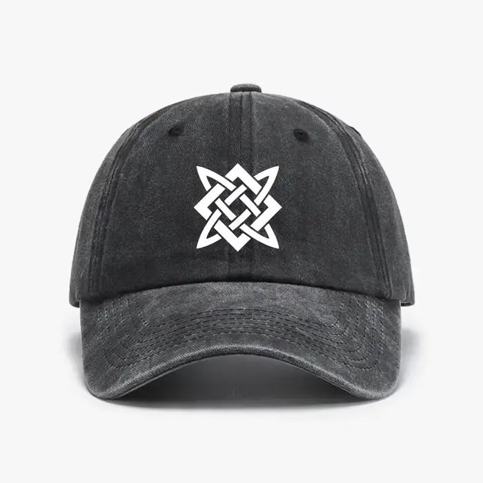 Casquette de baseball réglable, effet vieilli et délavé, avec symbole amulette Slavs Kolovrat, étoil