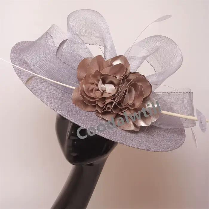 Femmes élégantes église Derby grand Chapeau fascinateur robe formelle église casque mariée Femme mar