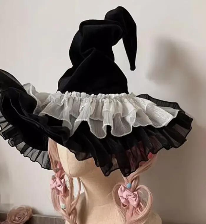 Chapeau de sorcière Anime fée sorcière Cosplay Costume chapeau noir femmes fille mignon tenue magiqu