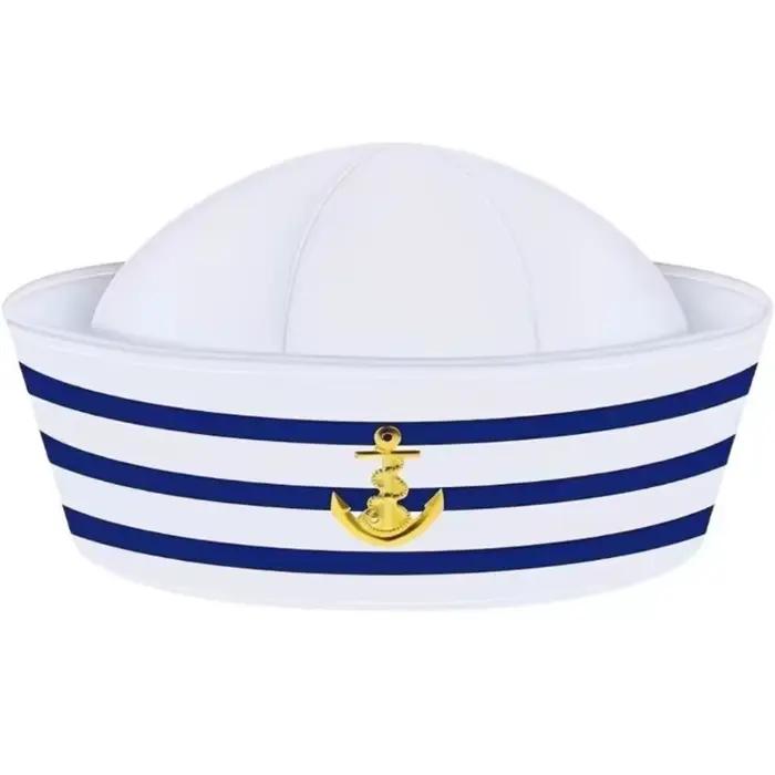 Chapeau de capitaine de yacht pour déguisement de marin, confortable, bleu marine, avec écharpe, pou