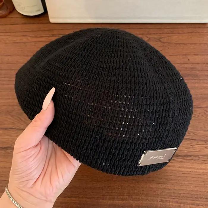 Béret élégant et respirant ajouré, style japonais vintage, chapeau tissé, bonnet fin en crochet à la