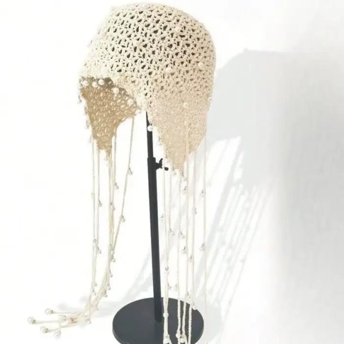 Chapeaux de pull à fleurs tricotés rétro faits à la main pour femmes printemps été mince creux respi