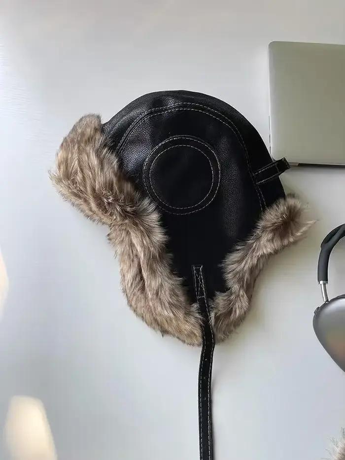 Chapeaux russes d'hiver pour hommes et femmes, Happator Trared, fausse fourrure, cuir, bonnet de nei