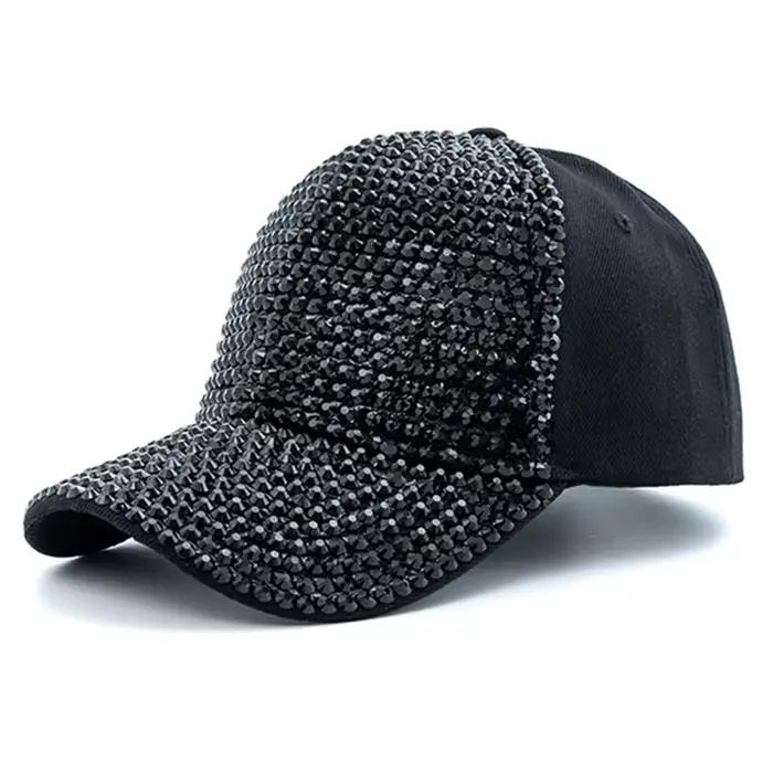 Casquette de baseball simple avec incrustation de diamants pour femme, chapeau femme, réglable, déco