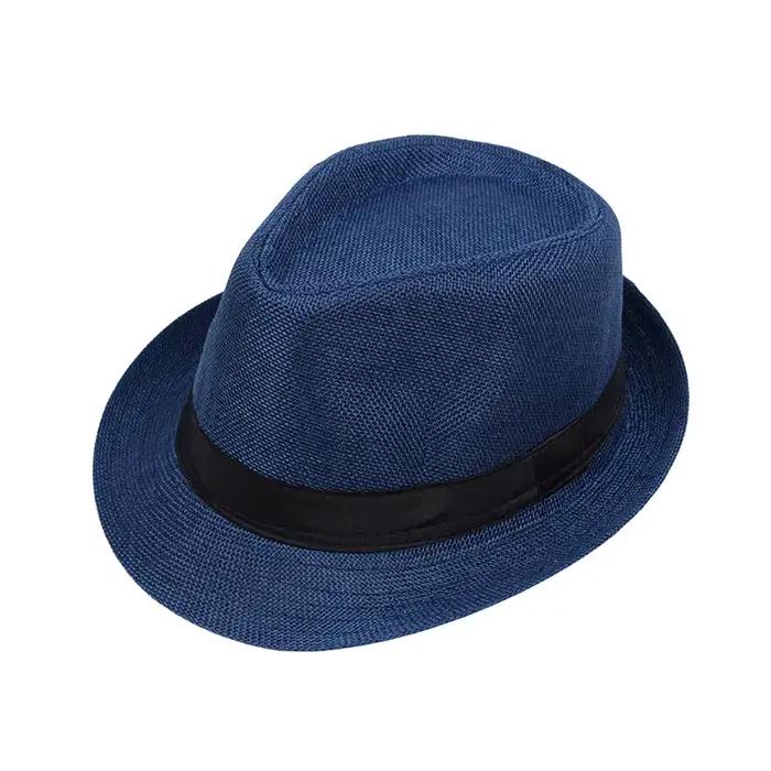 Chapeau de Jazz à bords roulés en lin, petit chapeau d'été rétro britannique, chapeau de soleil d'ex