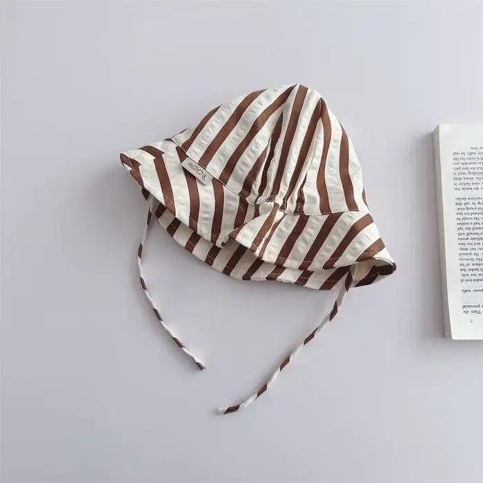 Nouveau Chapeau de Pêcheur Rayé à Lacets pour Enfants Garçons et Filles, Chapeau de Soleil Décontrac