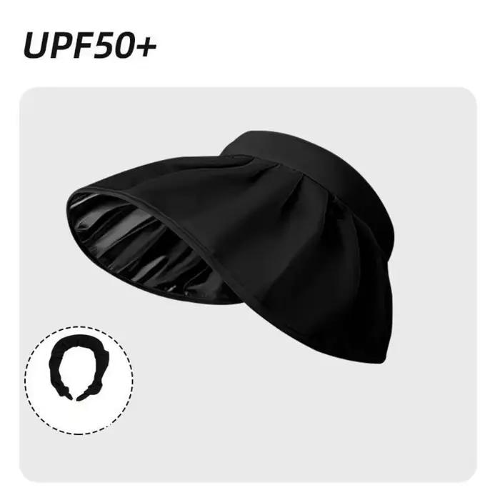 Chapeau de soleil doux à large bord pour filles, protection UV, chapeau de plage, cerceau pliable po