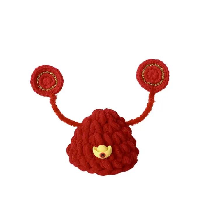 Couvre-chef de chat de Fortune de Style chinois mignon, chapeau tricoté traditionnel chaud pour anim