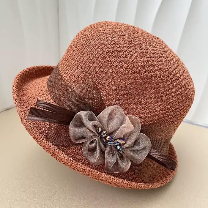 Chapeau haut de forme pour femme, bord arrondi, protection solaire, respirant, mères d'âge moyen et 