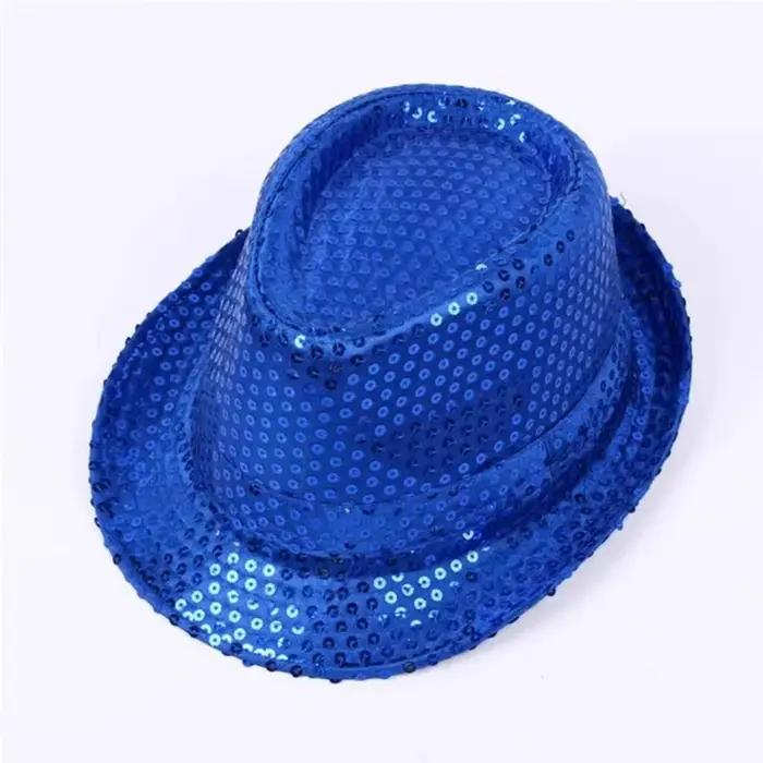 Casquettes de Cowboy à paillettes, chapeau Fedora brillant, casquette de danse Jazz, Performance cré