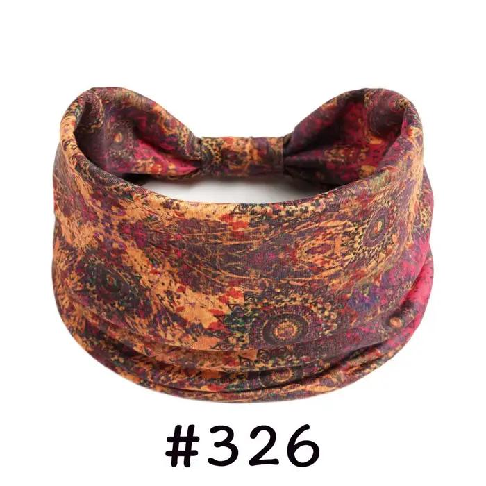 Boho bandeaux pour femmes noué large bandeau Turban Yoga entraînement bandeaux extensible Hiarbands 