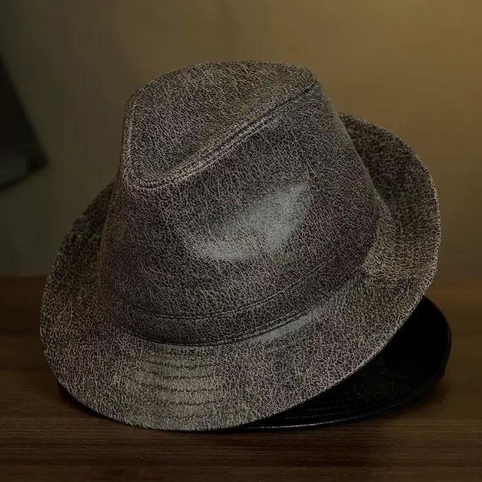 Spectacles Gentleman rétro haute qualité en cuir véritable chapeau formel pour hommes Gentleman en p