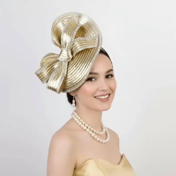 Chapeau fascinateur vintage exquis et élégant, bandeau à nœud pour mariée, chapeau haut de forme, ac