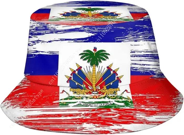 Chapeau seau drapeau Haïti pour hommes et femmes, casquette d'extérieur haïtienne, pêcheur