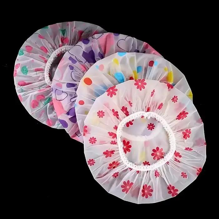 Ensemble de 4 bonnets de douche imprimés réglables, imperméables et réutilisables avec bande élastiq