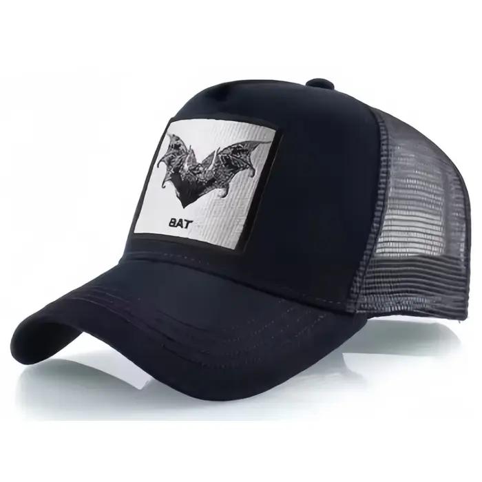Casquette de baseball en maille brodée motif chauve-souris, réglable, style décontracté, pour hommes