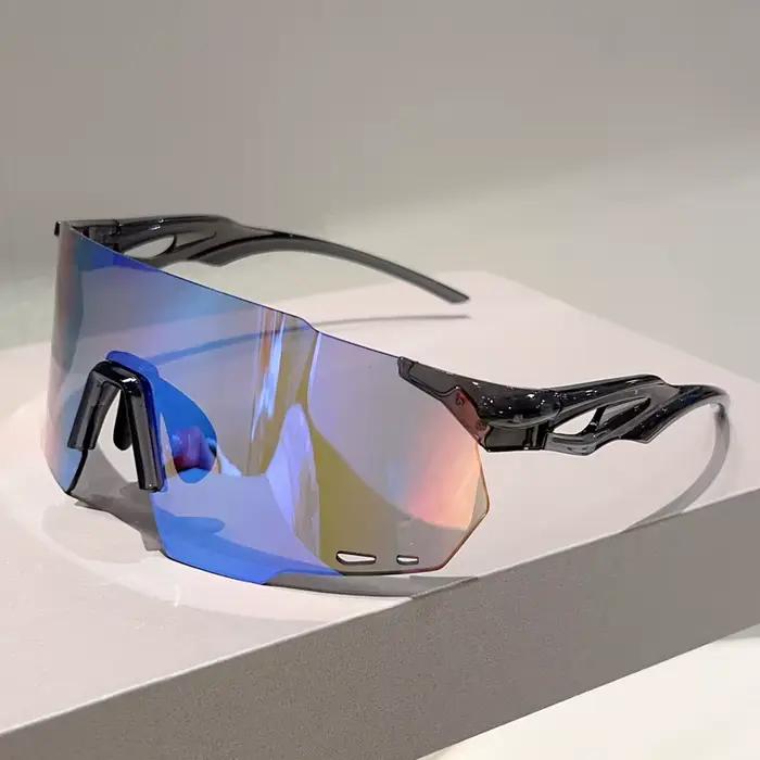 KAMMPT – lunettes surdimensionnées sans bords pour hommes, miroir rond enveloppé, lunettes de soleil